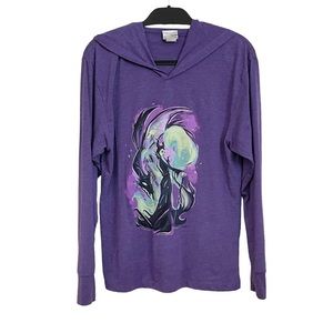 RARE Disney Wonder Ground Gallery Maleficent Graphic Purple Hooded Sweatshirt M